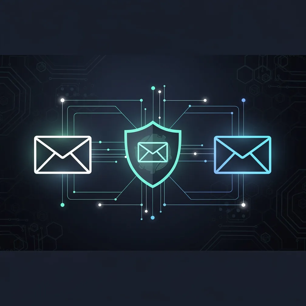 Comparison banner showing three email delivery services - SMTP2GO, GetResponse, and SMTP.Com - with secure network connections and cybersecurity elements