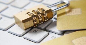 Email authentication security concept with digital locks and verification shields representing SPF, DKIM, and DMARC protocols