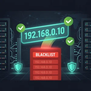Email blacklist removal and IP delisting process visualization showing server being removed from blocklist
