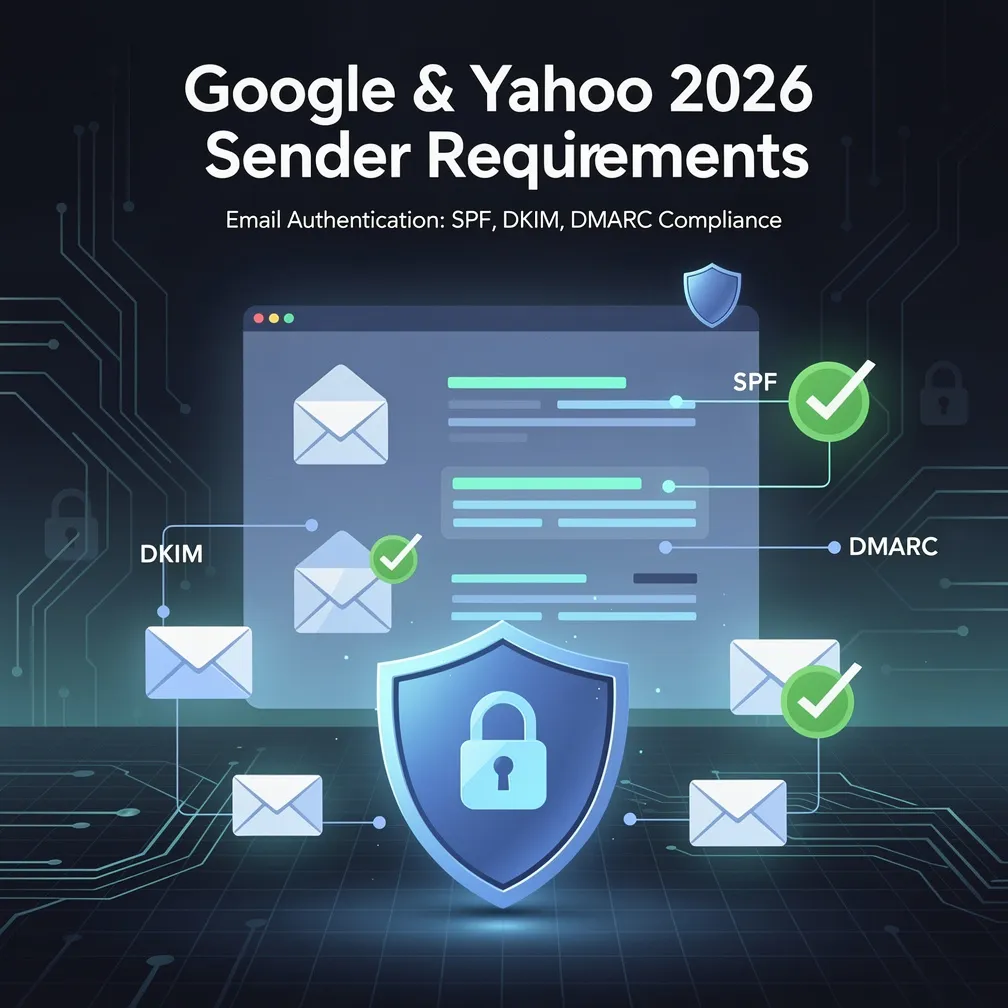 Google and Yahoo 2026 sender requirements update - email authentication compliance with SPF, DKIM, and DMARC